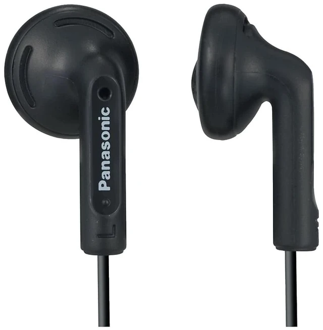 Main image of Stereo Earbud Headphones with Comfortable, Clear, and Powerful Sound. Includes 3.9 ft Cord with Miniplug 3.5mm Headphone Jack - RP-HV096-K in Ear Earbuds (Black)