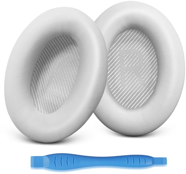Main image of Replacement Ear Pads for Bose QC35 & QC35 ii, White Earpads for Bose QuietComfort 35ii 35 Headphones, Protein Leather, Noise Isolation Memory Foam