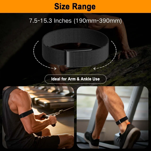 Alt view image 3 of 7 - Nylon Straps Compatible for Whoop 5.0 Bicep Bands Peak/MG Life/One 2-Pack Breathable Sport Elastic 5.0 Ankle/Arm Bands Fitness Training, Adjustable Replacement Strap Men Women, Not for Gen 4