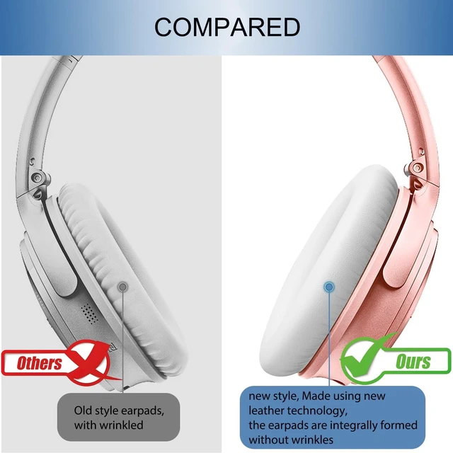 Alt view image 6 of 7 - Replacement Ear Pads for Bose QC35 & QC35 ii, White Earpads for Bose QuietComfort 35ii 35 Headphones, Protein Leather, Noise Isolation Memory Foam