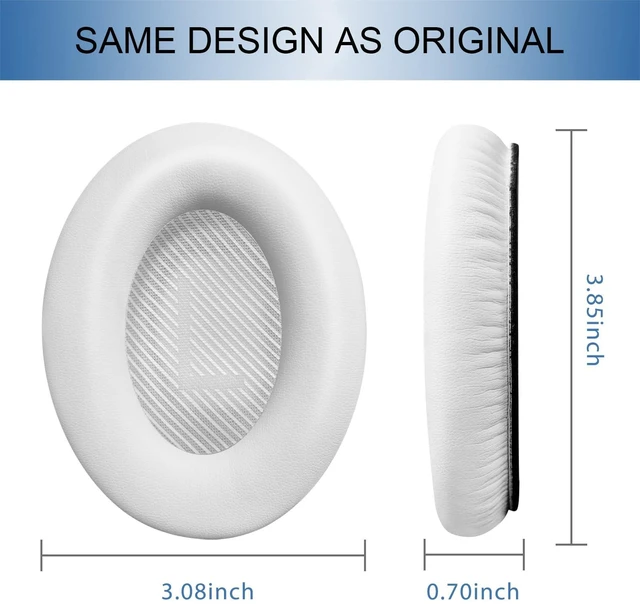 Alt view image 7 of 7 - Replacement Ear Pads for Bose QC35 & QC35 ii, White Earpads for Bose QuietComfort 35ii 35 Headphones, Protein Leather, Noise Isolation Memory Foam