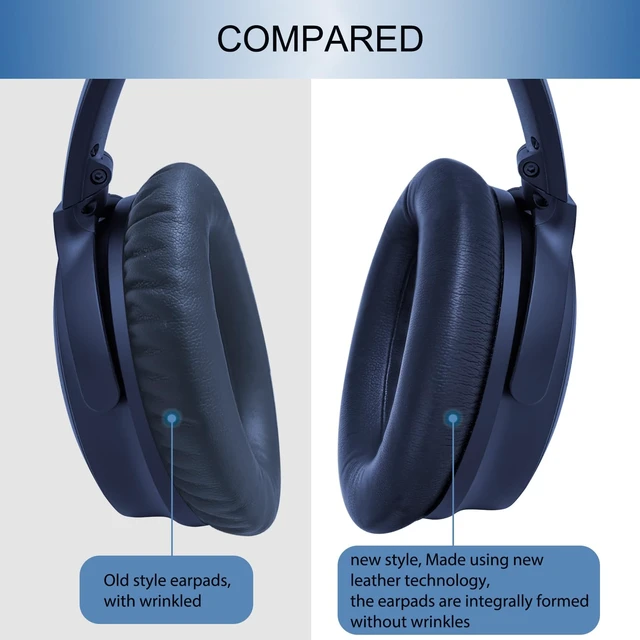 Alt view image 6 of 7 - Ear Pads Cushions Replacement for Bose QC35 ii QC35, Earpads for Bose QuietComfort 35ii 35 Headphones with Protein Leather Noise Isolation Memory Foam (Midnight Blue)