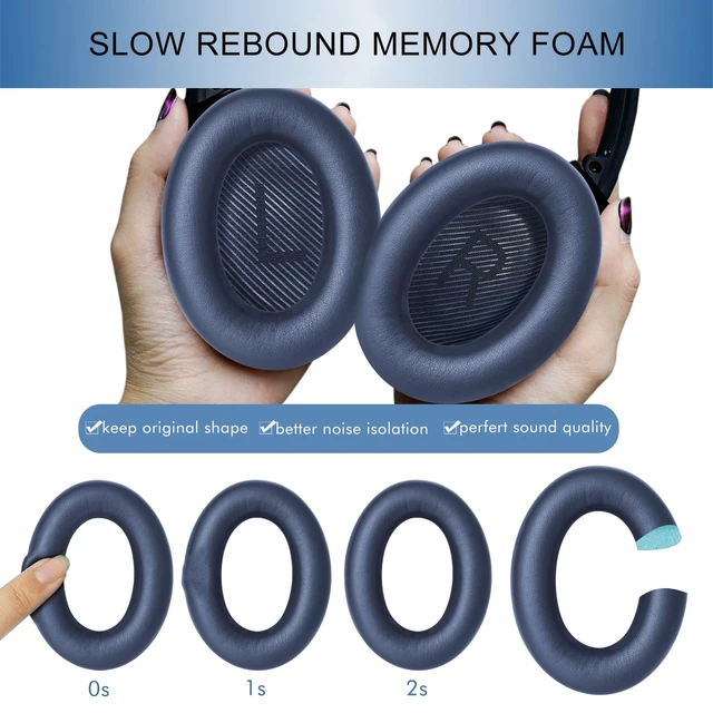 Alt view image 4 of 7 - Ear Pads Cushions Replacement for Bose QC35 ii QC35, Earpads for Bose QuietComfort 35ii 35 Headphones with Protein Leather Noise Isolation Memory Foam (Midnight Blue)