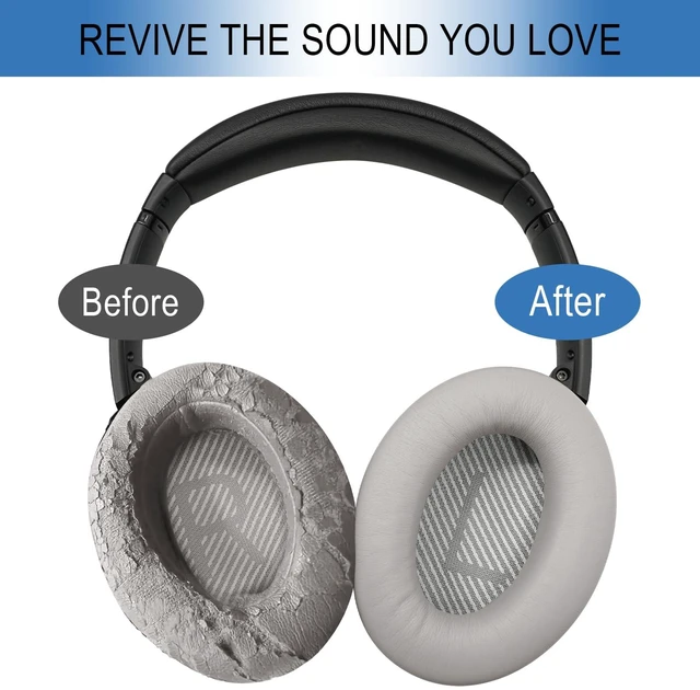 Alt view image 4 of 6 - Replacement Ear Pads for Bose QC35 & QC35 ii, Sandstone Earpads for Bose QuietComfort 35ii 35 Headphones, Protein Leather, Noise Isolation Memory Foam