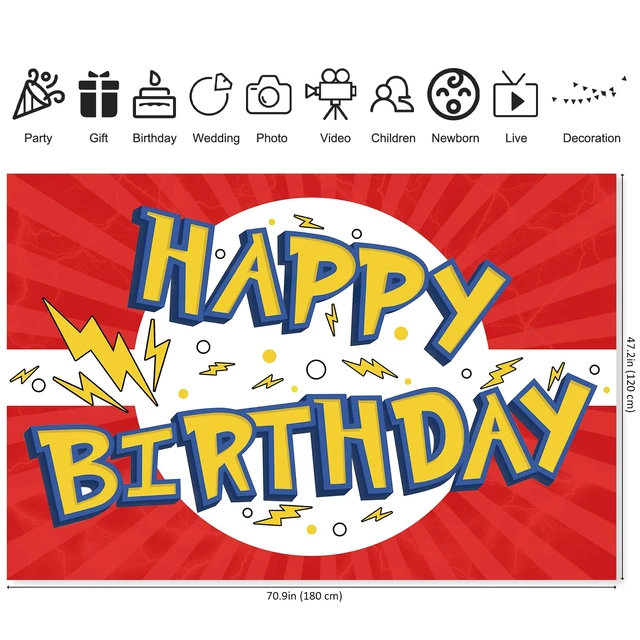 Alt view image 2 of 7 - Red White Yellow Cartoon Birthday Party Backdrop-6x4ft Photography Party Banner for Baby Shower Boy Girl Birthday Party Home Decor