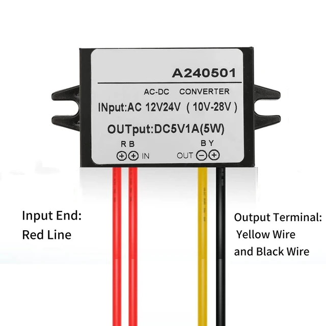 Alt view image 3 of 7 - Voltage Power AC 12V 24V to 5V DC Converter Voltage Regulator Power Module for Car Step Down Converter (1A)