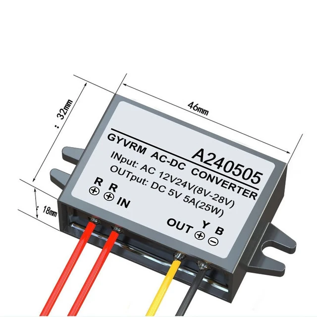 Alt view image 7 of 7 - Voltage Power AC 12V 24V to 5V DC Converter Voltage Regulator Power Module for Car Step Down Converter (1A)
