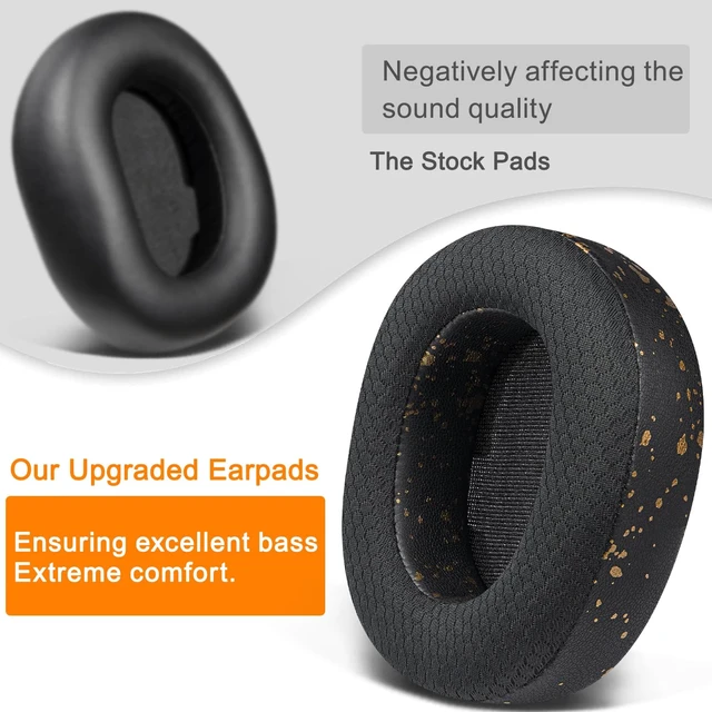 Alt view image 6 of 6 - Mesh Earpads for Arctis Nova Pro Wireless/Nova Elite - Black Gold (Not Fit Nova Pro Wired), for SteelSeries Arctis Nova Pro (Wireless/Omni), Arctis Nova Elite Headphones