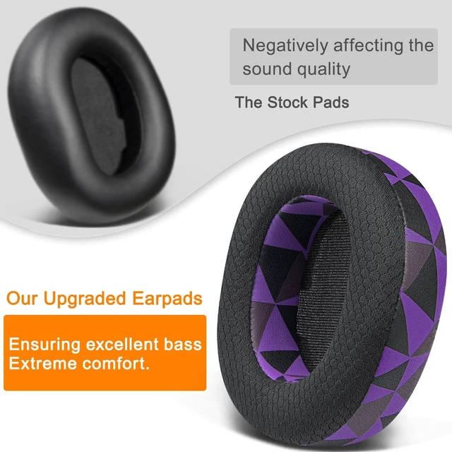 Alt view image 6 of 6 - Mesh Earpads for Arctis Nova Pro Wireless/Nova Elite - Purple Black (Not Fit Nova Pro Wired), for SteelSeries Arctis Nova Pro (Wireless/Omni), Arctis Nova Elite Headphones
