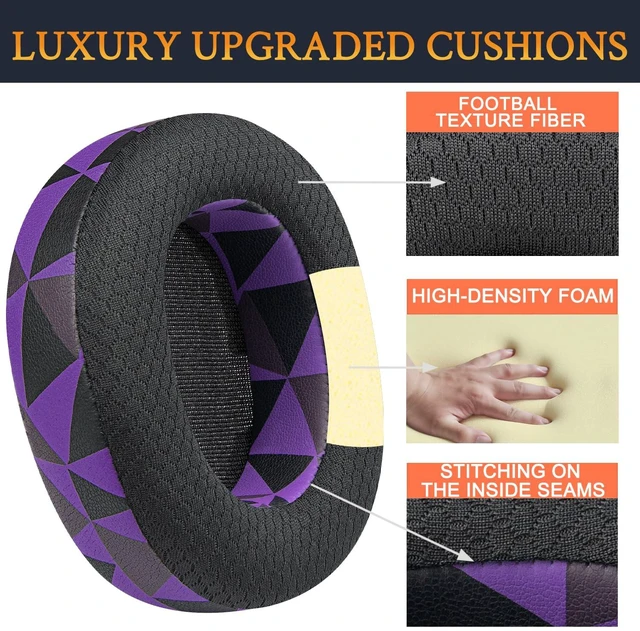 Alt view image 5 of 6 - Mesh Earpads for Arctis Nova Pro Wireless/Nova Elite - Purple Black (Not Fit Nova Pro Wired), for SteelSeries Arctis Nova Pro (Wireless/Omni), Arctis Nova Elite Headphones