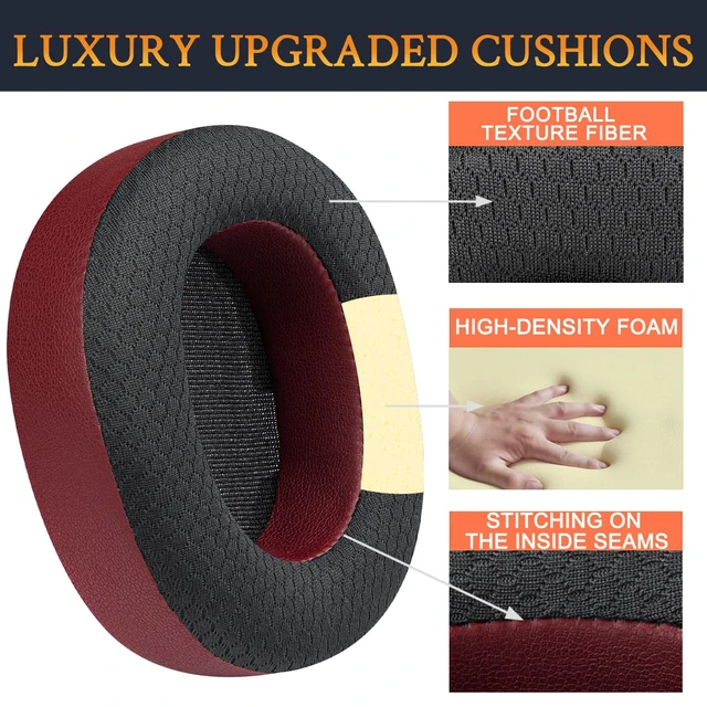 Alt view image 5 of 6 - Mesh Earpads for Arctis Nova Pro Wireless/Nova Elite - Burgundy (Not Fit Nova Pro Wired), for SteelSeries Arctis Nova Pro (Wireless/Omni), Arctis Nova Elite Headphones