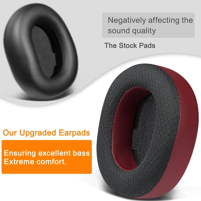 Alt view image 6 of 6 - Mesh Earpads for Arctis Nova Pro Wireless/Nova Elite - Burgundy (Not Fit Nova Pro Wired), for SteelSeries Arctis Nova Pro (Wireless/Omni), Arctis Nova Elite Headphones