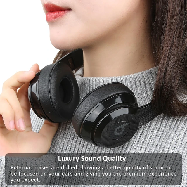 Alt view image 2 of 7 - Lambskin Earpads Cushions for Beats Solo3/Solo2 A1796/B0534 Headphones with Noise-Cancellation Memory Foam (Black)