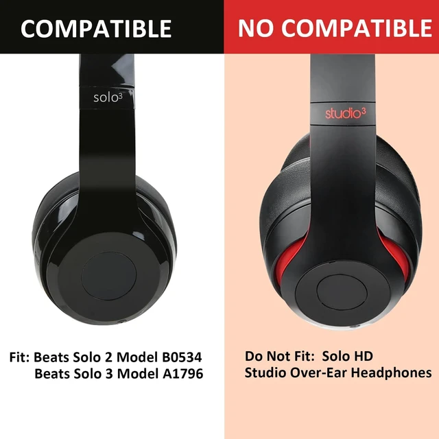 Alt view image 3 of 7 - Lambskin Earpads Cushions for Beats Solo3/Solo2 A1796/B0534 Headphones with Noise-Cancellation Memory Foam (Black)