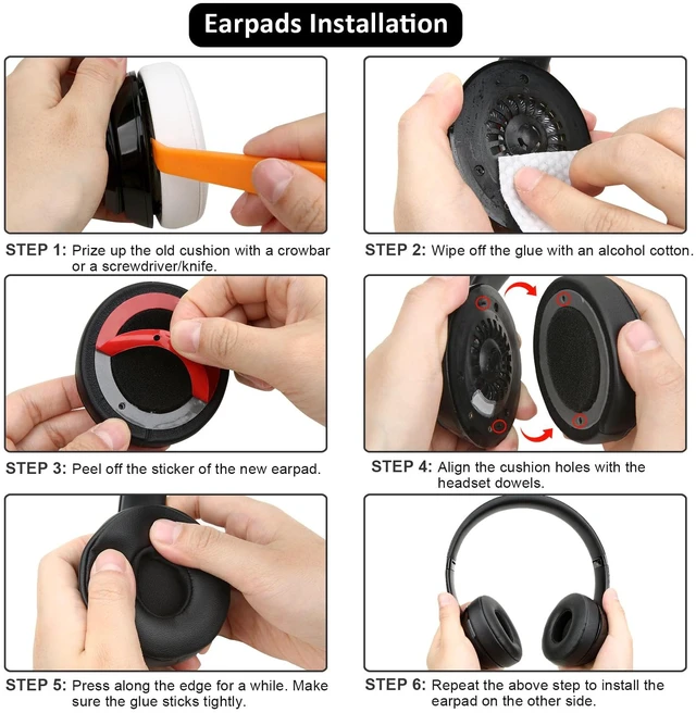 Alt view image 7 of 7 - Lambskin Earpads Cushions for Beats Solo3/Solo2 A1796/B0534 Headphones with Noise-Cancellation Memory Foam (Black)