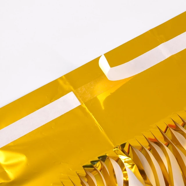 Alt view image 3 of 7 - Gold Fringe Backdrop Party Streamers Decorations 3.2x8.2ft Tinsel Foil Curtain for Christmas/New Years/Men/30th/60th/Birthday/Bachelorette/Anniversary/Bridal Shower/Engagement Decor