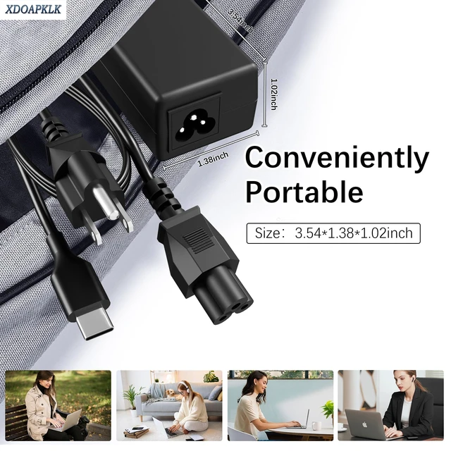 Alt view image 6 of 7 - 45W USB-C Laptop Charger Universal Chromebook Charger For Chromebook Spin 11 13 R13 315 CP311 C933 CB5-312T R751T SF713 SP714 N17Q5 N17P6 N16Q14 N18Q1 N15Q13 All USB Type C Laptop