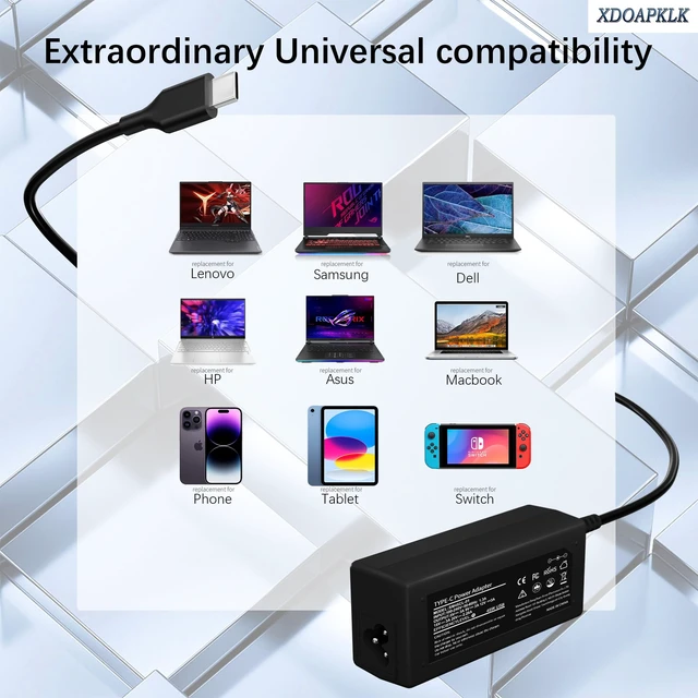 Alt view image 4 of 7 - 45W USB-C Laptop Charger Universal Chromebook Charger For Chromebook Spin 11 13 R13 315 CP311 C933 CB5-312T R751T SF713 SP714 N17Q5 N17P6 N16Q14 N18Q1 N15Q13 All USB Type C Laptop