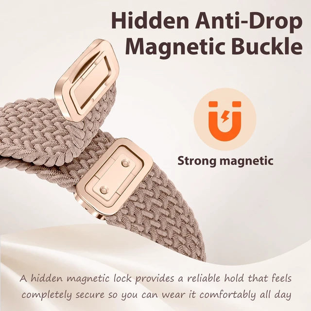 Alt view image 4 of 7 - Magnetic Braided Band Compatible with Google Fitbit Air, Nylon Strap Stretchy, breathable design with a magnetic metal clasp, snap-in holder and adjustable fit for 5.98.3 in wrists