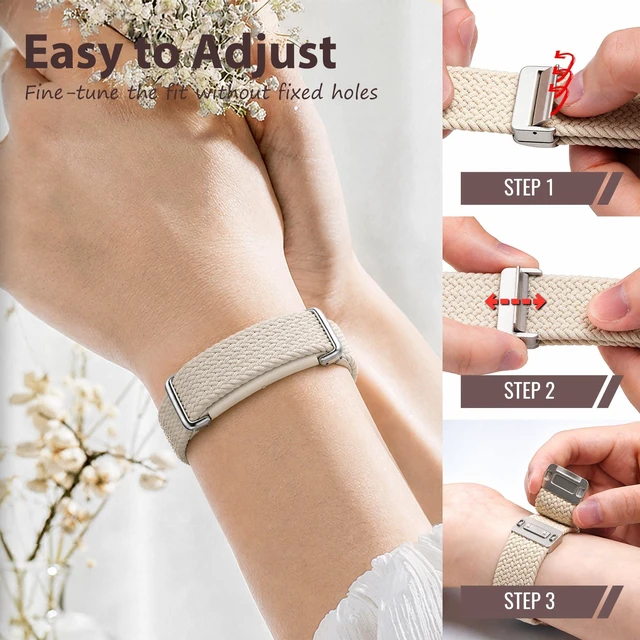 Alt view image 5 of 7 - Magnetic Braided Band Compatible with Google Fitbit Air, Nylon Strap Stretchy, breathable design with a magnetic metal clasp, snap-in holder and adjustable fit for 5.98.3 in wrists