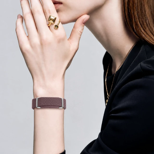 Alt view image 6 of 7 - Magnetic Braided Band Compatible with Google Fitbit Air, Nylon Strap Stretchy, breathable design with a magnetic metal clasp, snap-in holder and adjustable fit for 5.98.3 in wrists