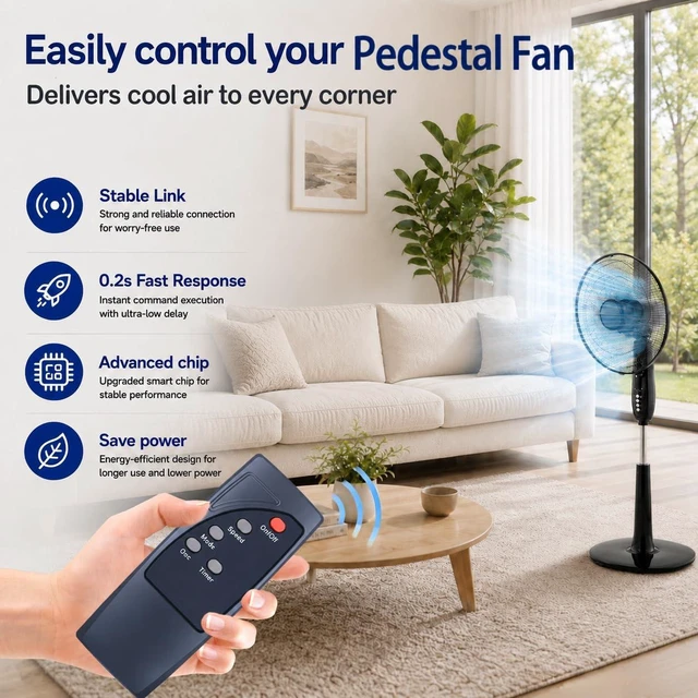 Alt view image 2 of 7 - New Replacement Remote Control for Basics 16" Pedestal Fan FS40-10BR No Settings Required