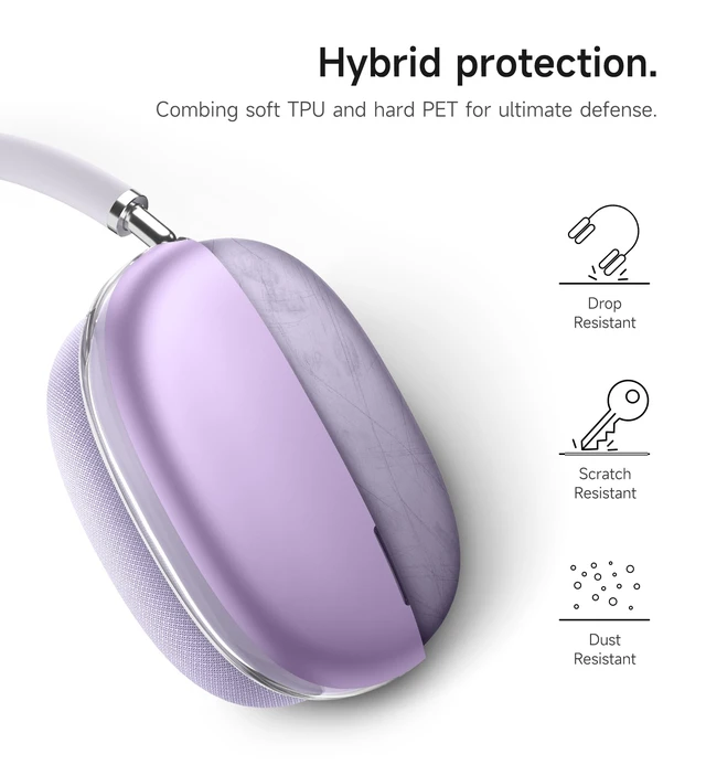 Alt view image 3 of 6 - for AirPods Max Case, TPU Anti-Scratch Ear Cups Cover for Apple AirPods Max - Purple