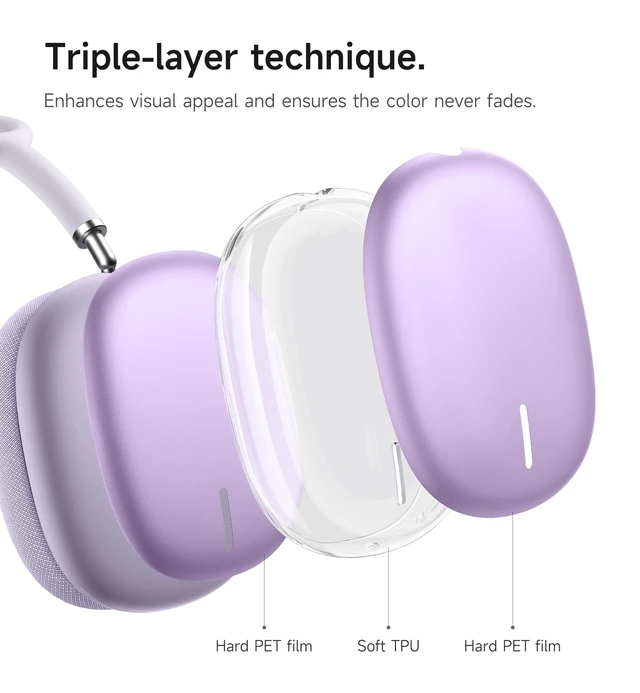 Alt view image 5 of 6 - for AirPods Max Case, TPU Anti-Scratch Ear Cups Cover for Apple AirPods Max - Purple