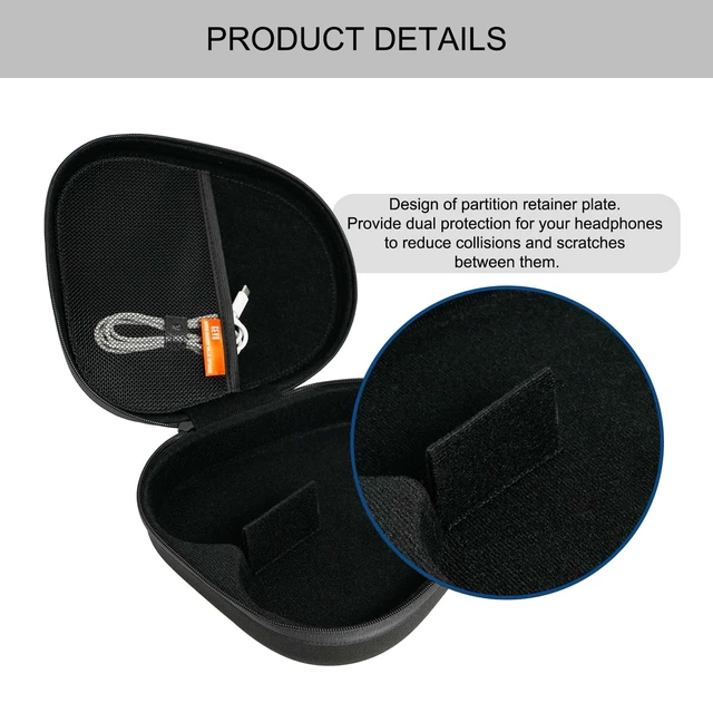 Alt view image 4 of 7 - Headphones Case for Skullcandy/JBL/Bose/Sony Wireless Headphones - Black Travel Case Carrying Cover Bag, Storage Protective Bag with Cable