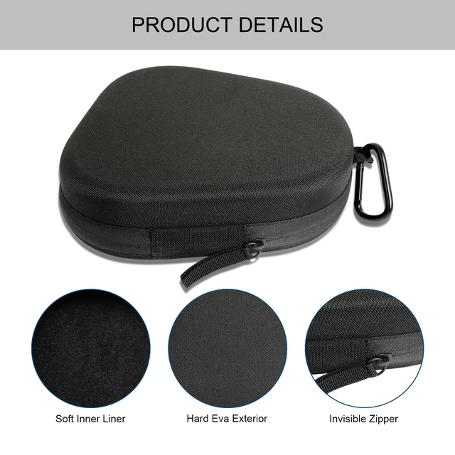 Alt view image 5 of 7 - Headphones Case for Skullcandy/JBL/Bose/Sony Wireless Headphones - Black Travel Case Carrying Cover Bag, Storage Protective Bag with Cable