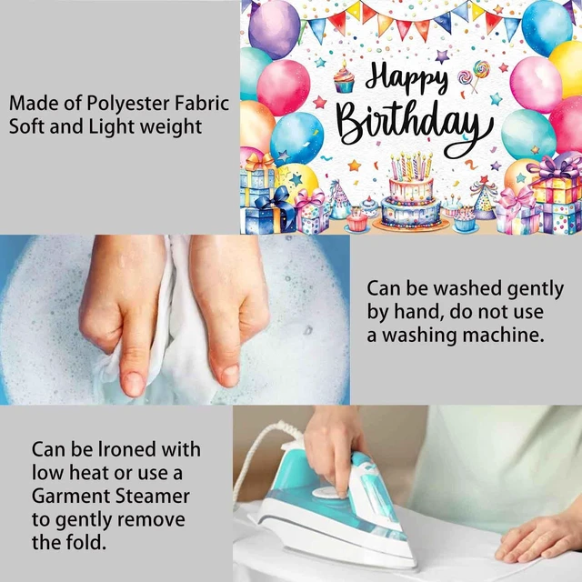 Alt view image 7 of 7 - 7x5ft Happy Birthday Banner Backdrop Colorful Birthday Decorations Happy Birthday Sign Balloons Photo Backdrop for Kids Women Men, Reusable Photography Background Party Supplies Indoor Outdoor