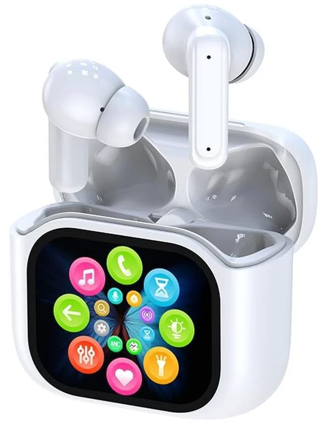 Main image of Wireless Touchscreen Earbuds with Smart Touch Screen Case - True Wireless Bluetooth ANC Active Noise Cancelling Earbuds - Blue Tooth Earphones for iPhone Android In Ear Headphones