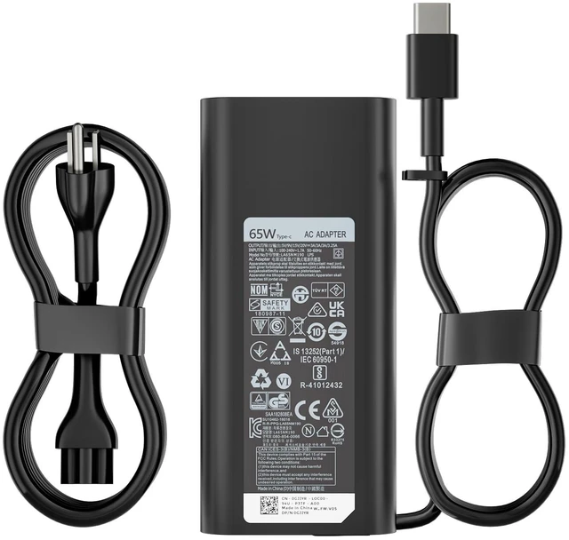 Main image of 65W 45W USB C Laptop Charger Fit for Dell Latitude Inspiron XPS Chromebook Gen 5 Power Adapter, Type C 10ft long Cord, PD Fast Charging, Pratable, Universal, New Slim GaN, Smart Overheat Protection