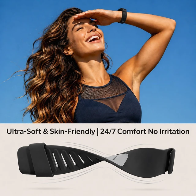 Alt view image 2 of 7 - Skin-Friendly Silicone Band Compatible with WHOOP 5.0/One/Peak/Life Breathable Waterproof Adjustable Strap for Men/Women 24/7 Comfort for Workouts, Commutes & Sleep
