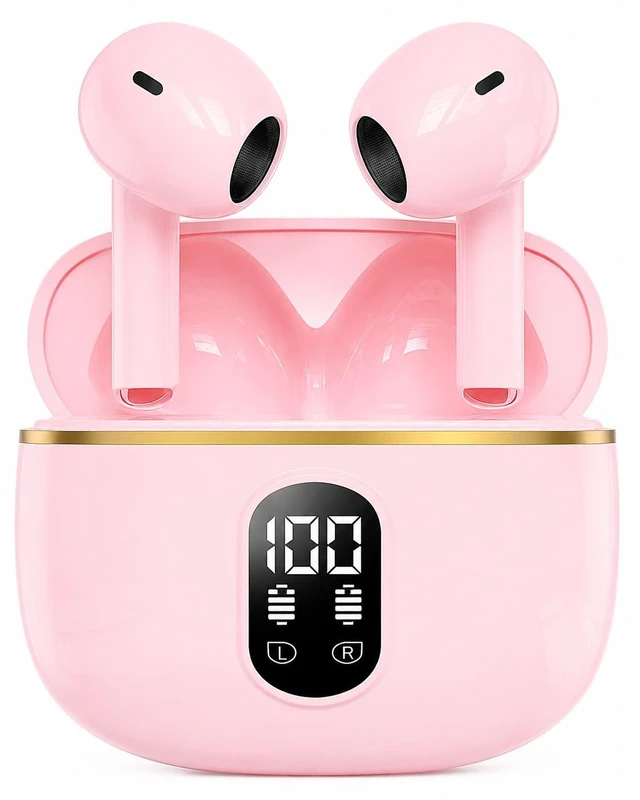 Main image of Wireless Bluetooth 5.3 Earbuds with Charing Case, LED Battery Display, 40H Playtime,IPX7 Waterproof, Touch Control, Built-in Microphone, Stereo Bass Earbuds for iPhone, Android & Tablets (Pink)