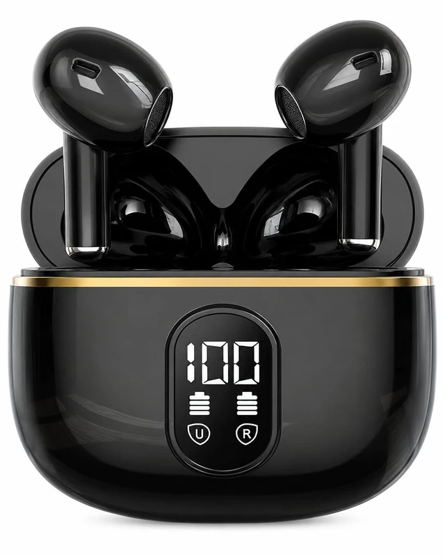 Main image of Wireless Bluetooth 5.3 Earbuds with Charging Case, LED Battery Display, 40H Playtime,IPX7 Waterproof,Touch Control,Built-in Mic,Stereo Bass Earbuds for iPhone, Android & Tablets (Black)