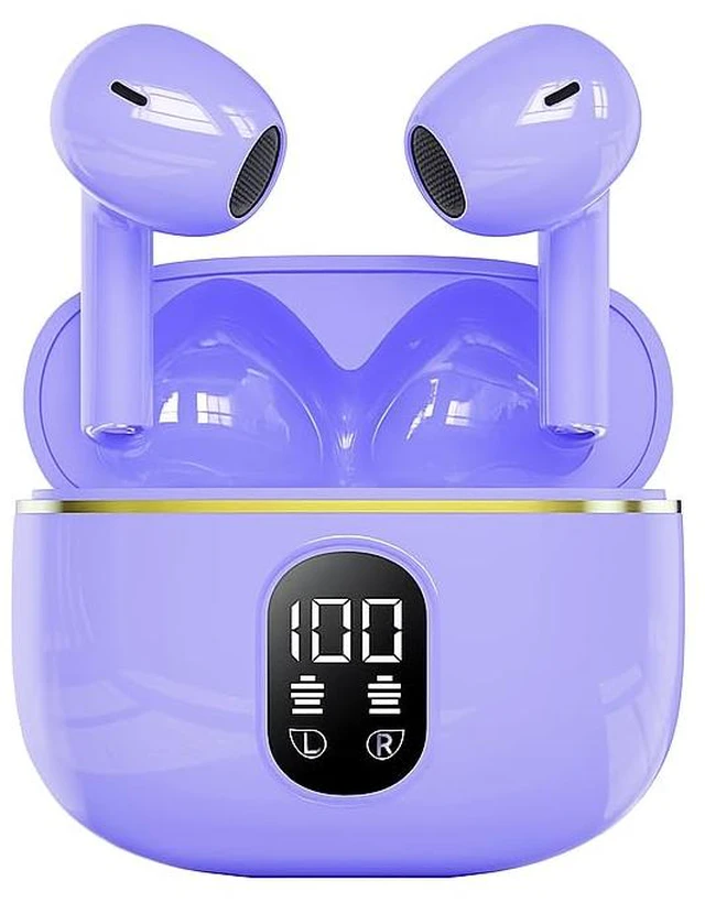 Main image of Wireless Bluetooth 5.3 Earbuds with Charging Case, LED Battery Display, 40H Playtime,IPX7 Waterproof,Touch Control,Built-in Mic,Stereo Bass Earbuds for iPhone, Android & Tablets (Purple)