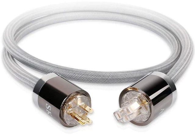Main image of C15 Audiophile Ultra-high Purity Copper Power Cord, Male to Female Shield Power Cable, US Plug for Subwoofer, Amplifier, DV/AV 6.5ft/2M