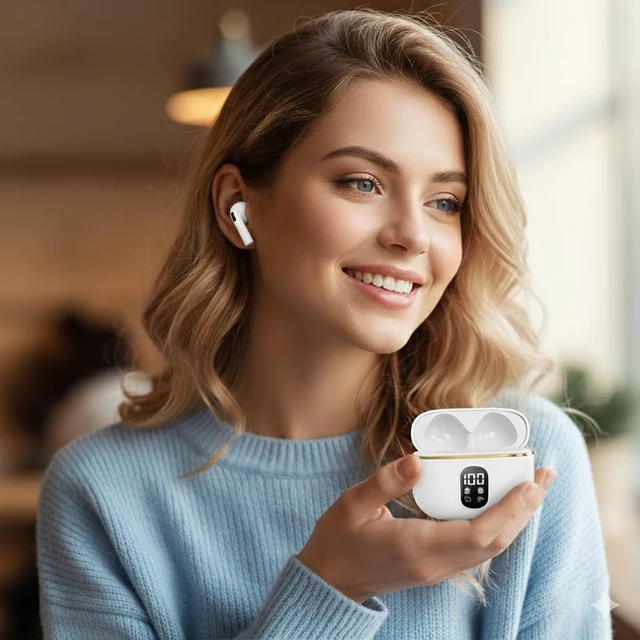 Alt view image 6 of 7 - Wireless Bluetooth 5.3 Earbuds with Charing Case, LED Battery Display, 40H Playtime,IPX7 Waterproof, Touch Control, Built-in Microphone, Stereo Bass Earbuds for iPhone, Android & Tablets (White)