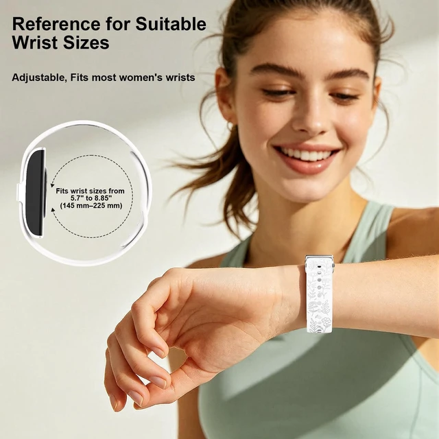 Alt view image 3 of 7 - Floral Engraved Band Compatible with Hume Band Replacement Strap 1.0 Soft Silicone Flower Pattern Loop Sport Replacement Wristband for Hume Health 1.0 Band for Women (Not for Hume 2.0)