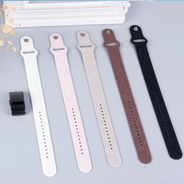Alt view image 6 of 7 - Floral Engraved Band Compatible with Hume Band Replacement Strap 1.0 Soft Silicone Flower Pattern Loop Sport Replacement Wristband for Hume Health 1.0 Band for Women (Not for Hume 2.0)