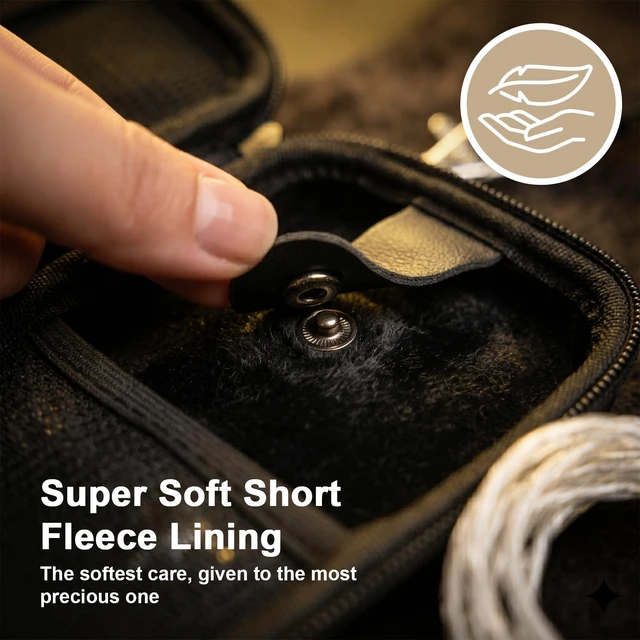 Alt view image 6 of 7 - IEM Case for Wired Earbuds for Linsoul KZ ZS10 for Shure ForTRUTHEA In Ear Monitor Bag,with Divided Plush Storage,Wired Headphone Case with Cable Strap,Mesh Pocket for Ear Tips,EVA Shell Black