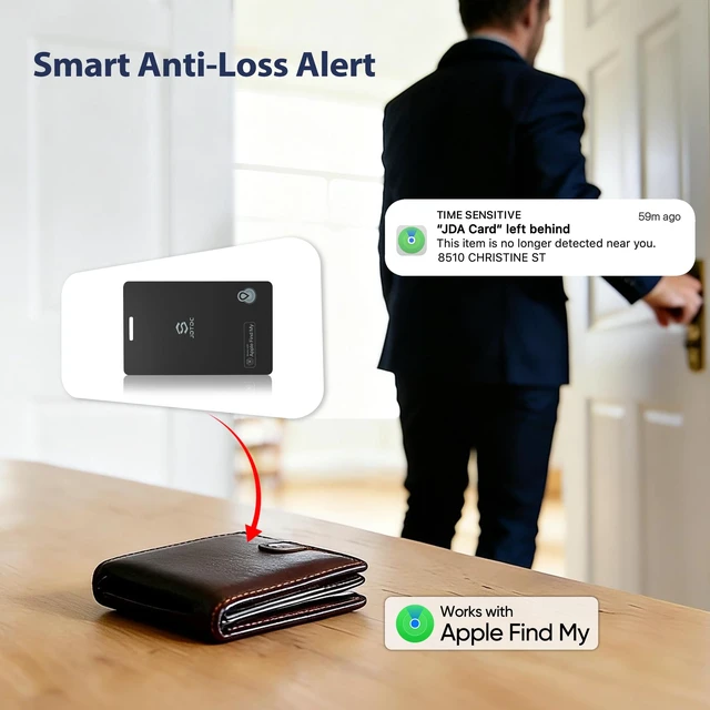 Alt view image 2 of 6 - Wallet Tracker Card, MFi Certified, Apple Find My (iOS Only), Black 2 Pack Smart Card Tracker for Wallet, Luggage & Passport,Wallet Finder Card, IP68 Waterproof, Left-Behind Alert,Unique SN