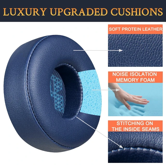 Alt view image 3 of 5 - Replacement Earpads for JBL Live 670NC On-Ear Headphones(Do Not Fit Tune 670NC), Ear Pads Cushions with Soft Protein Leather and High-Density Noise Isolation Foam - Navy Blue