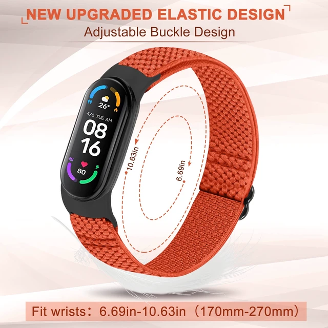 Alt view image 4 of 7 - 5 Pack Solo Loop Nylon Band Compatible With Xiaomi Mi Band 7 6 5 4 3/Amazfit Band 5 Straps, Adjustable Breathable Comfortable Elastic Sport Replacement Strap for Women Men