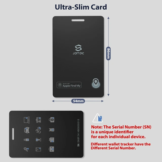 Alt view image 6 of 6 - Wallet Tracker Card, MFi Certified, Apple Find My (iOS Only), Black 2 Pack Smart Card Tracker for Wallet, Luggage & Passport,Wallet Finder Card, IP68 Waterproof, Left-Behind Alert,Unique SN