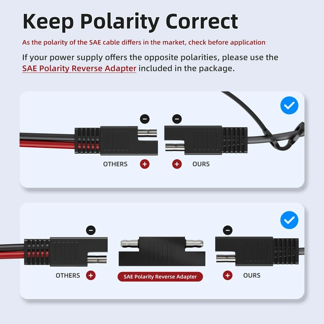 Alt view image 6 of 7 - Starlink Mini Cable SAE Connector with Polarity Reverse Adapter Starlink Mini Power CableSAE Plug to DC Waterproof Plug,3FT/1M,For Automotive RV Battery Generator Solar Yacht Powering