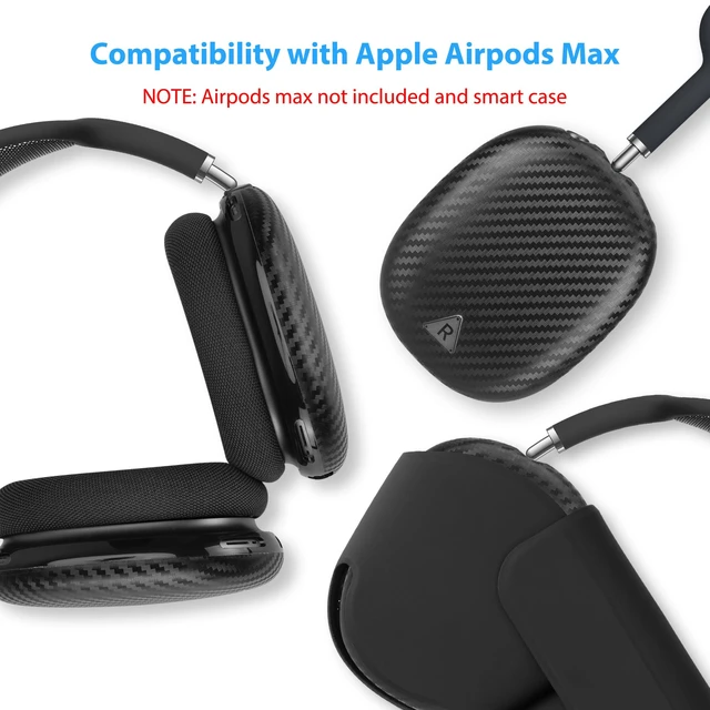 Alt view image 2 of 7 - Carbon Fiber Texture Case Cover for AirPods Max Headphone, TPU Anti-Scratch Ear Cup Cover, Protective Skin Accessories for Apple AirPods Max(2024/2020) - Rose Gold