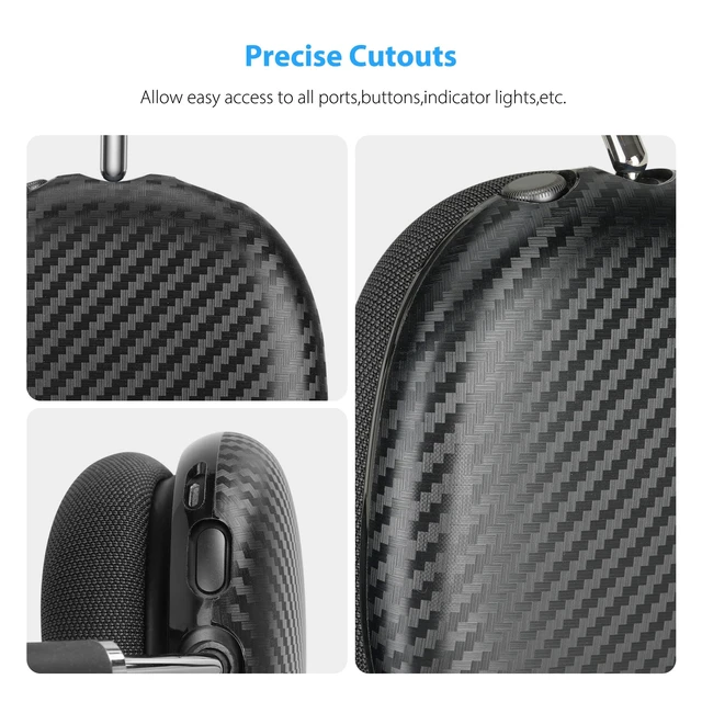 Alt view image 5 of 7 - Carbon Fiber Texture Case Cover for AirPods Max Headphone, TPU Anti-Scratch Ear Cup Cover, Protective Skin Accessories for Apple AirPods Max(2024/2020) - Rose Gold