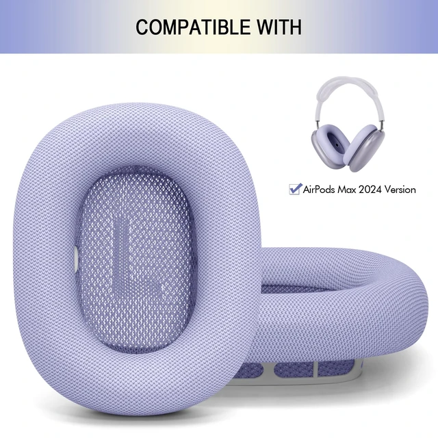 Alt view image 2 of 7 - Ear Cushions Replacement for AirPods Max 1 & 2 Headphones Air Pod Max Pads Protein Leather Ear Cups for Apple Over-Ear Headphones Sweatproof (Purple)